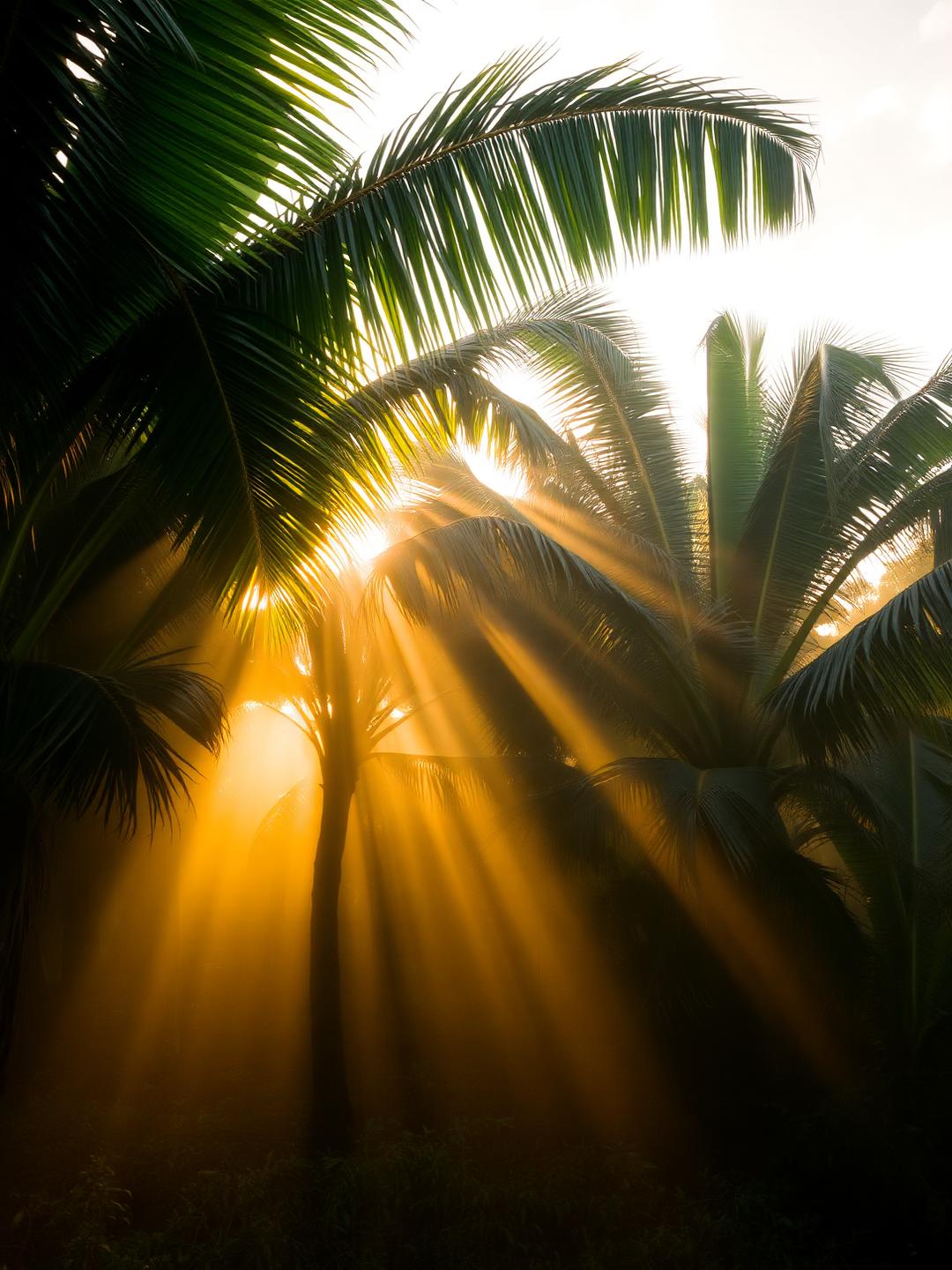 Plantation de bananiers en Guadeloupe au lever du soleil